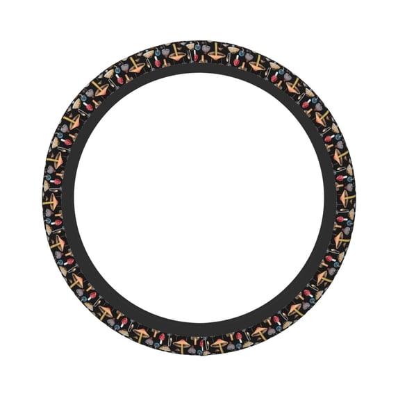 Daiia Steering Wheel Covers Mushrooms And Autumn Leaves Elastic Skidproof Steering Wheel Protective Cover Case Steering Wheel Protector Comfortable Protective Case For Suv Sedan Decor