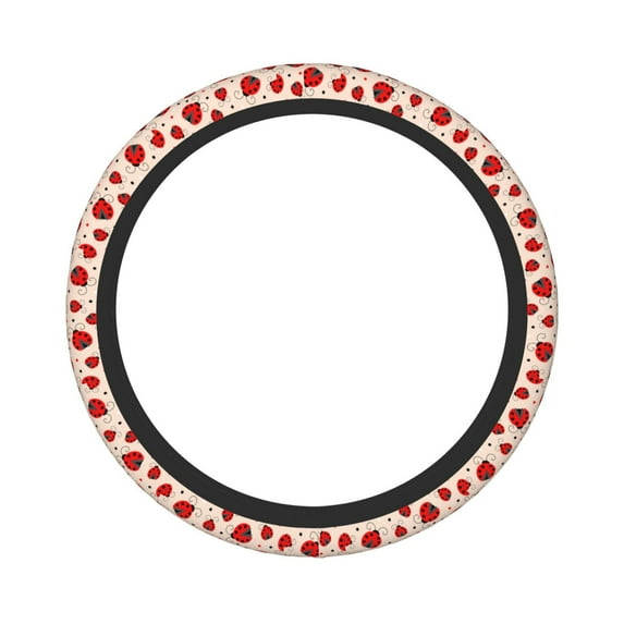 Daiia Steering Wheel Covers Red Ladybug Elastic Skidproof Steering Wheel Protective Cover Case Steering Wheel Protector Comfortable Protective Case For Suv Sedan Decor