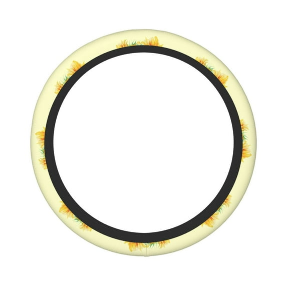 Daiia Steering Wheel Covers Sunflowers On A Yellow Background Elastic Skidproof Steering Wheel Protective Cover Case Steering Wheel Protector Comfortable Protective Case For Suv Sedan Decor