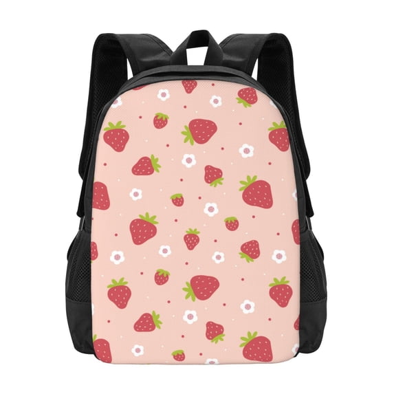 Daiia Strawberries Backpack for Men and Women -Durable Backpack Large Capacity, Water-Resistant Bag with Adjustable Straps and Laptop Compartment