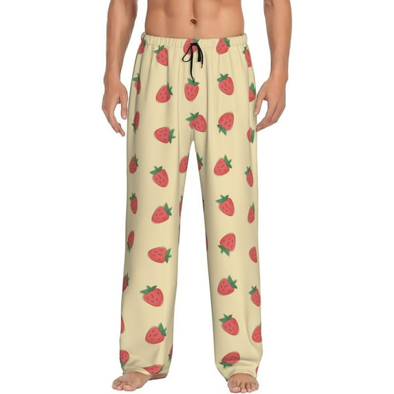Daiia Strawberries Men's Sleep Pant with Pockets and Drawstring,Pajama Pants-Large