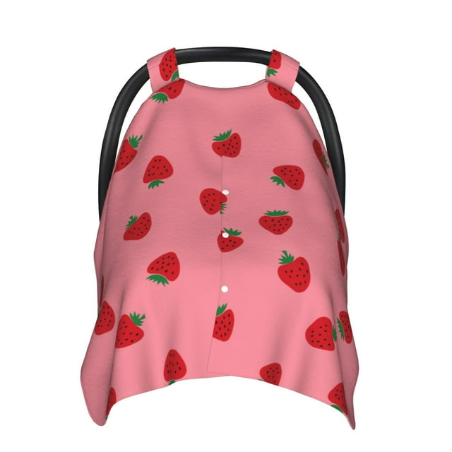 Daiia Strawberries Pattern Car Seat Cover for Babies, Mom Nursing