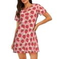 thumbnail image 1 of Daiia Strawberry And Flowers Print Women's Nightshirt Soft Nightgowns for Women Short Sleeve dress Short-sleeved Sleepwear, 1 of 6