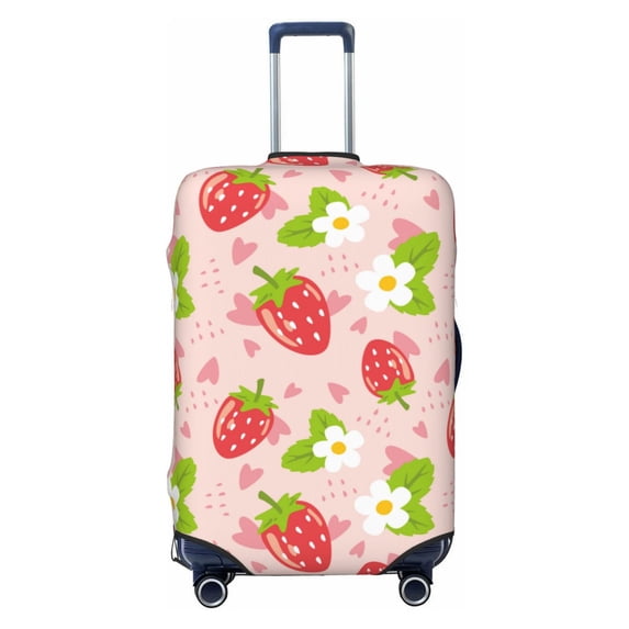 Daiia Strawberry Floral Luggage Cover, Thickened Washable Travel Luggage Covers, Elastic Unique Baggage Covers for 18-20 inch Luggage(excluding luggage)-Large