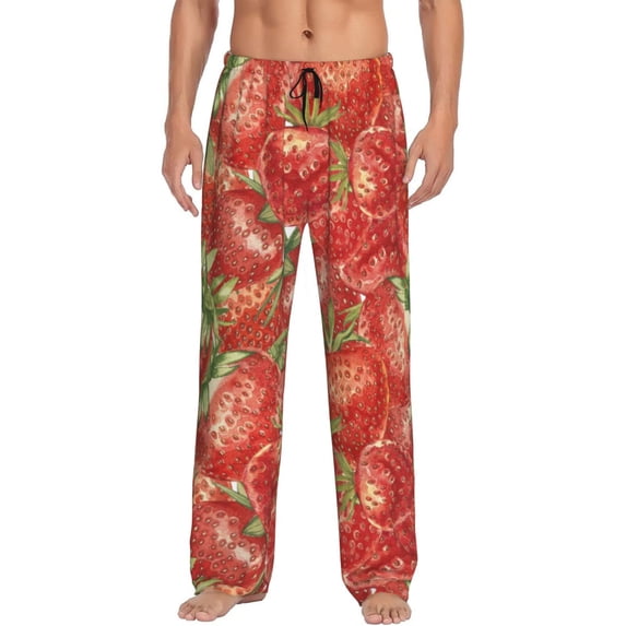 Daiia Strawberry Men's Sleep Pant with Pockets and Drawstring,Pajama Pants-Large