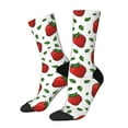 thumbnail image 1 of Daiia Strawberry Print Crew Socks – Soft Breathable Long Socks for Men & Women, Moisture-Wicking & Comfortable Daily Wear Socks, One-Size Fits Most (US 5-11), 1 of 6