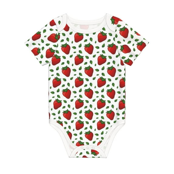Daiia Strawberry Printed Unisex-Baby Short Sleeve Onesies Bodysuits Baby Climbing Clothes Soft and Comfortable Romper with Expandable Shoulder Design-9M