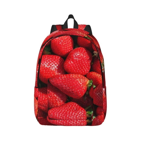 Daiia Strawberry Red Vintage Canvas Backpack for Men and Women ,Hiking Backpack,Travel Laptop Bag for School,Large Capacity Backpack