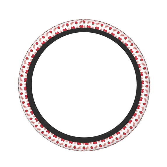 Daiia Strawberry Steering Wheel Cover Auto Steering Wheel Covers Breathable Anti-Slip Steering Wheels Car Interior Decor Accessories for Men Women Universal 15 Inch