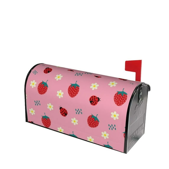 Daiia Strawberry and Ladybugs Mailbox Cover , Magnetic Welcome Mailbox Wraps Post Letter Box Cover for Garden Yard Home Decor-25.5x21 in