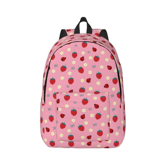 Daiia Strawberry and Ladybugs Vintage Canvas Backpack for Men and Women ,Hiking Backpack,Travel Laptop Bag for School,Large Capacity Backpack