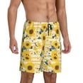 thumbnail image 1 of Daiia Striped Sunflower Daisy Mens Woven Stretch Pajama Short,Short Pajama Pants-Large, 1 of 7