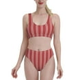 thumbnail image 1 of Daiia Stripes Red White printed 2 piece Swimsuit Bikinis for Women High Waisted Racerback Bathing Suits Summer Tummy Control Scoop Neck Swimwear-Small, 1 of 8