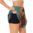 thumbnail image 1 of Daiia Strong Kitten Lifting Weights Pattern Women's 2 in 1 Running Shorts - Lightweight Athletic Workout Gym Yoga Shorts Liner with Phone Pockets-X-Large, 1 of 7