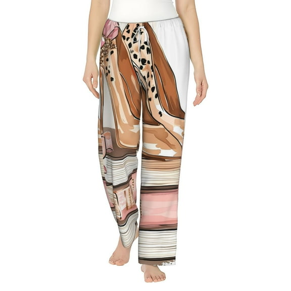 Daiia Stylish High Heels On Books Women's Sleep Pant with Pockets and Drawstring,Pajama Pants-XX-Large