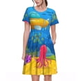 thumbnail image 1 of Daiia Submarine And Landscape Print Women's Dresses 2025 Trendy Short sleeve Dresses Casual Baggy Flowy Maxi Sun Dresses, 1 of 6