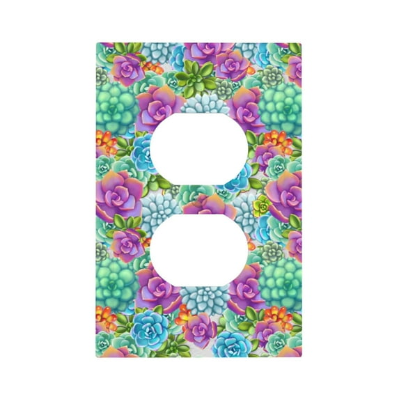Daiia Succulents Pattern Decorator Wall Plate Child Safe Outlet Cover, Switch and Outlet Covers,Size 1-Gang 5.0" x3.0" , Polycarbonate Thermoplastic-Style S