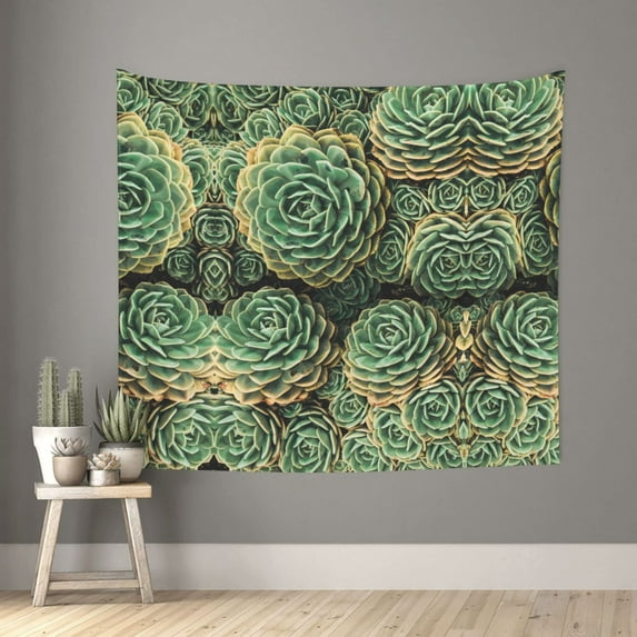 Daiia Succulents Pattern Tapestry 60x51 Inches Wall Hanging Tapestry Artistic Wall Hanging Bedroom Wall Decor Living Room Tapestry Dorm Room Decor