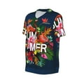 thumbnail image 1 of Daiia Summer Birds and Flowers Mens Baseball Jersey Button Down Shirts Short Sleeve Sports Uniforms-Medium, 1 of 9