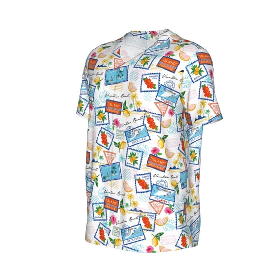 Daiia Summer Stamp Mens Baseball Jersey Button Down Shirts Short Sleeve Sports Uniforms-XX-Large