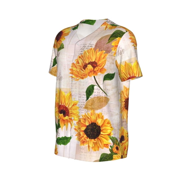 Daiia Sunflower 5 Mens Baseball Jersey Button Down Shirts Short Sleeve Sports Uniforms-X-Large
