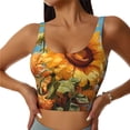 thumbnail image 1 of Daiia Sunflower Blue Sky Printed Women's Sports Bra, Breathable Activewear Bra with U-Back Design and Removable Pads, Comfortable and Supportive for Yoga, Workout-Large, 1 of 8