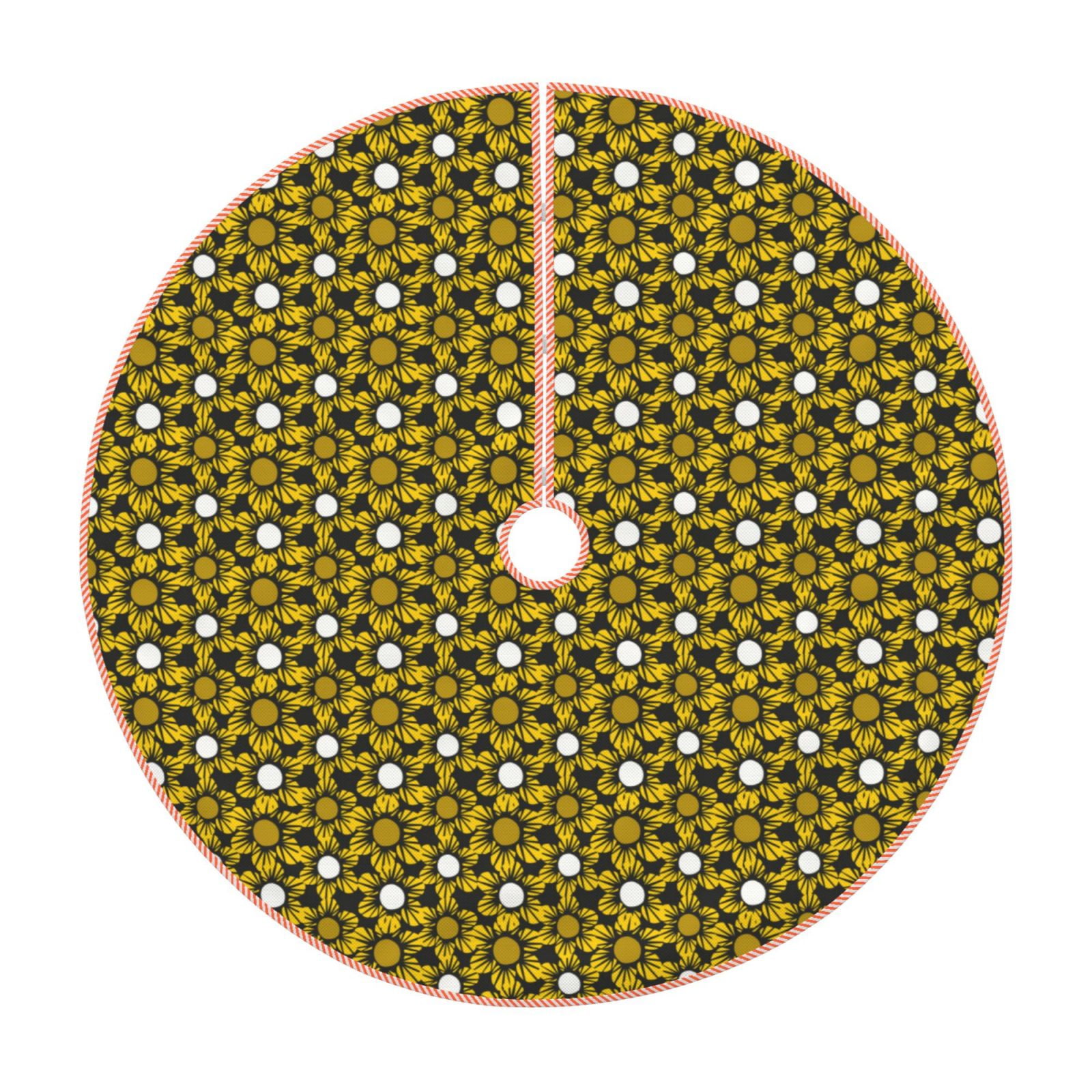 Daiia Sunflowers 2 Drawing Merry Christmas Tree Skirt , Xmas Large Lace