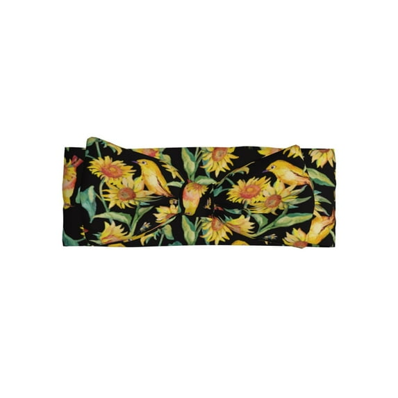 Daiia Sunflowers And Bird Printed Handmade Baby Headbands Soft Stretchy Hair Bands with Bows for Newborn Infant Baby Toddler Girls