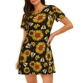 thumbnail image 1 of Daiia Sunflowers And Bww Print Women's Nightshirt Soft Nightgowns for Women Short Sleeve dress Short-sleeved Sleepwear, 1 of 6