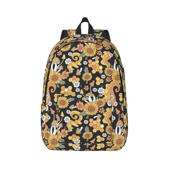 Daiia Sunflowers Bee Vintage Canvas Backpack for Men and Women ,Hiking Backpack,Travel Laptop Bag for School,Large Capacity Backpack