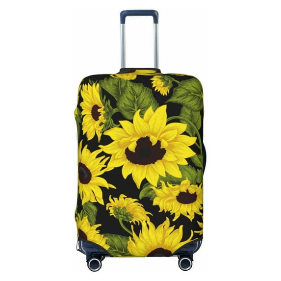 Daiia Sunflowers In Vintage Luggage Cover, Thickened Washable Travel Luggage Covers, Elastic Unique Baggage Covers for 18-20 inch Luggage-Large