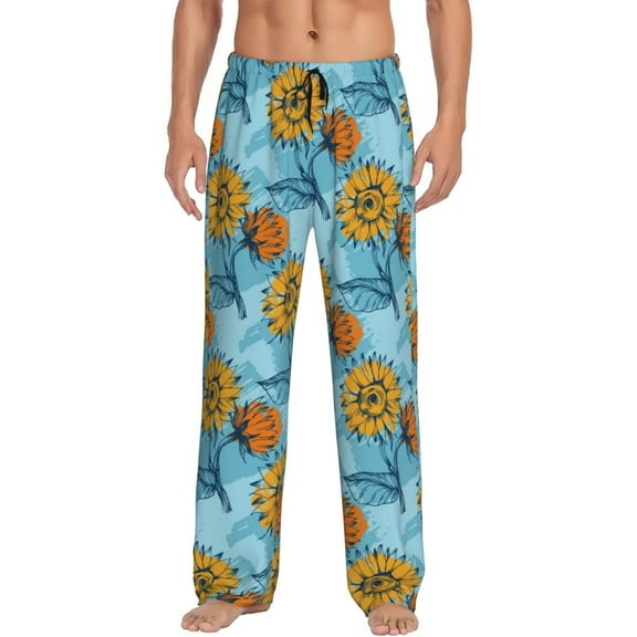Daiia Sunflowers Men's Sleep Pant with Pockets and Drawstring,Pajama Pants-Medium