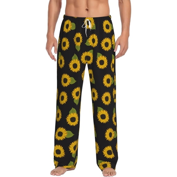 Daiia Sunflowers Men's Sleep Pant with Pockets and Drawstring,Pajama Pants-Small