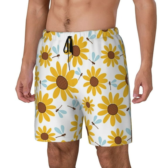 Daiia Sunflowers Mens Swim Trunks Swim Shorts Quick Dry Swim Shorts with Mesh Lining Pockets-XX-Large