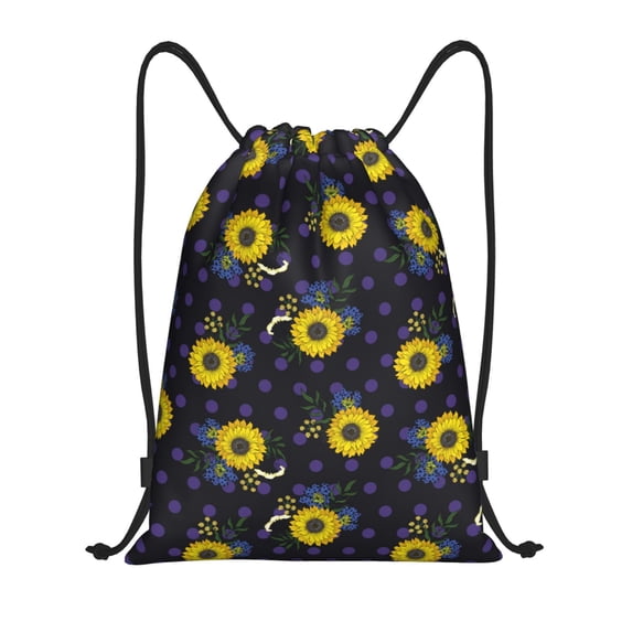 Daiia Sunflowers Pattern Drawstring Backpack, Gym Bag, Lightweight Backpack, Water-Resistant Bag Travel Sports Backpack, Fitness Bag, Yoga Bag-Medium