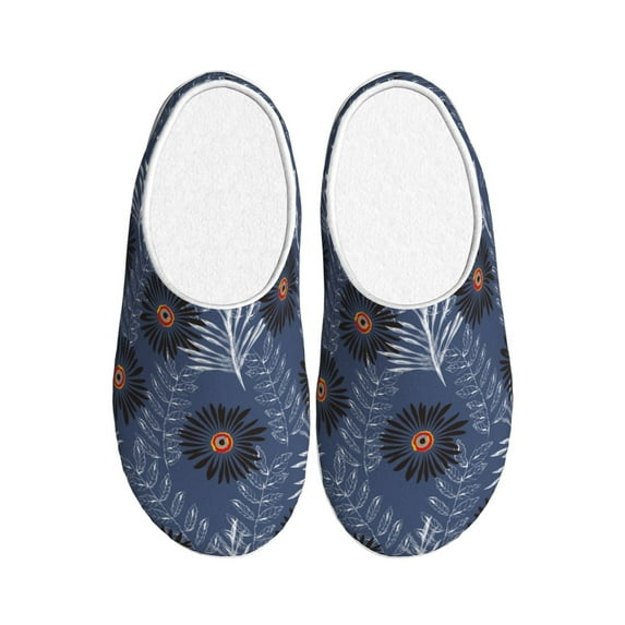 Daiia Sunflowers Print Women’s Fuzzy Slippers Memory Foam Lightweight House Shoes Cozy Loafer Flannel House Shoes-35/36