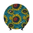 thumbnail image 1 of Daiia Sunflowers Printed Pattern Ceramic Plate Dinner Plates Bone China Decorative Plates with Display Stand Art Ceramic Ornaments for Wall Hanging Decoration-6in, 1 of 6