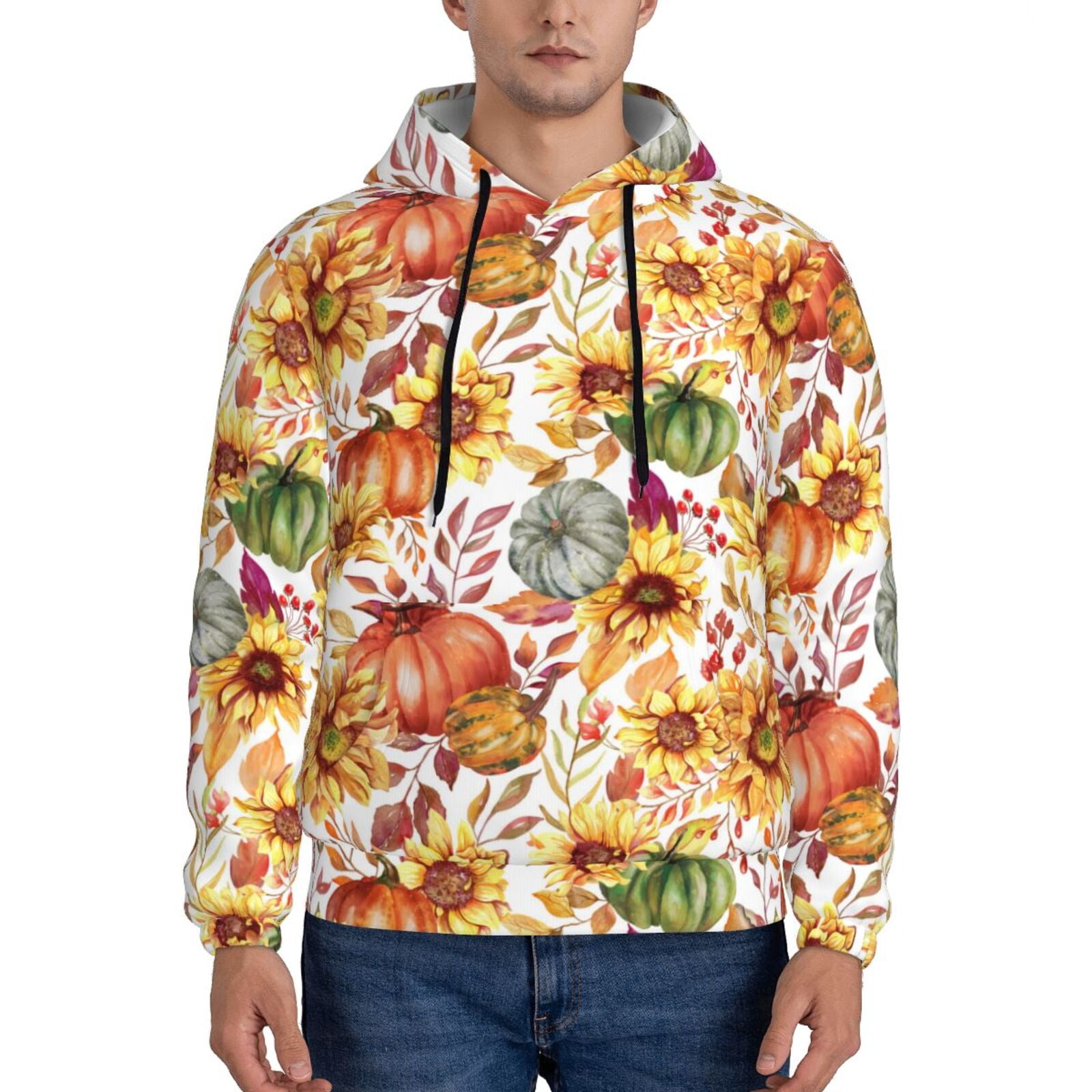 Spring Autumn Men Casual Hoodies Plant Indigo Retro Hooded Shirts Hoodie Men