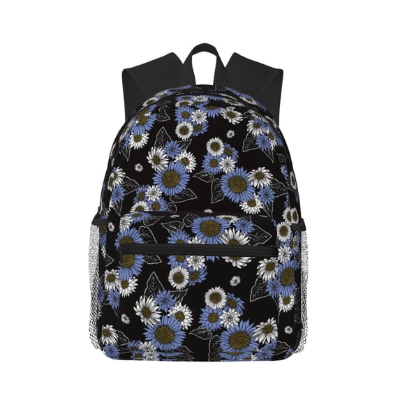 Daiia Sunflowers School Backpack for Men Women, Unisex Large Waterproof Bookbag Schoolbag Casual Daypack for High School/College/Teens/Travel/Work Black