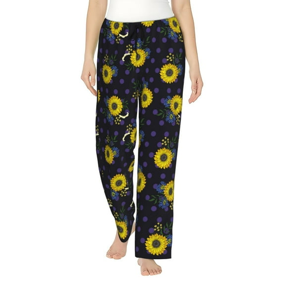 Daiia Sunflowers Women's Sleep Pant with Pockets and Drawstring,Pajama Pants-Medium