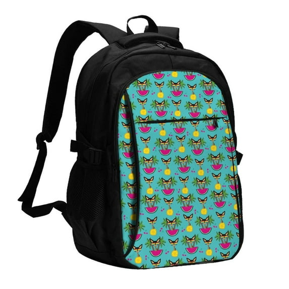 Daiia Sunmmer Cat Pattern USB Charging Backpack for Men and Women, Anti-Theft Backpack,Travel Backpack,School Backpack,College Backpack,Laptop Backpack