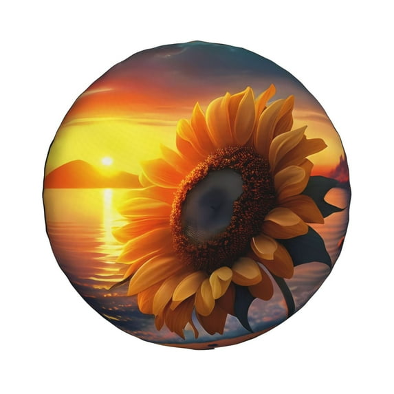 Daiia Sunset Coast Sunflower Tire Covers , Travel Trailer Camper Truck SUV Motorhome Waterproof Wheel Cover, Sun Rain Snow Protector-16 inch