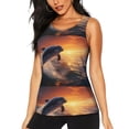 thumbnail image 1 of Daiia Sunset Dancing Dolphin Printed Womens Workout Tops for Women Quick-dry Tank Tops Mesh Yoga Shirts Athletic Running Tank Tops Sleeveless Gym Clothes-Large, 1 of 7
