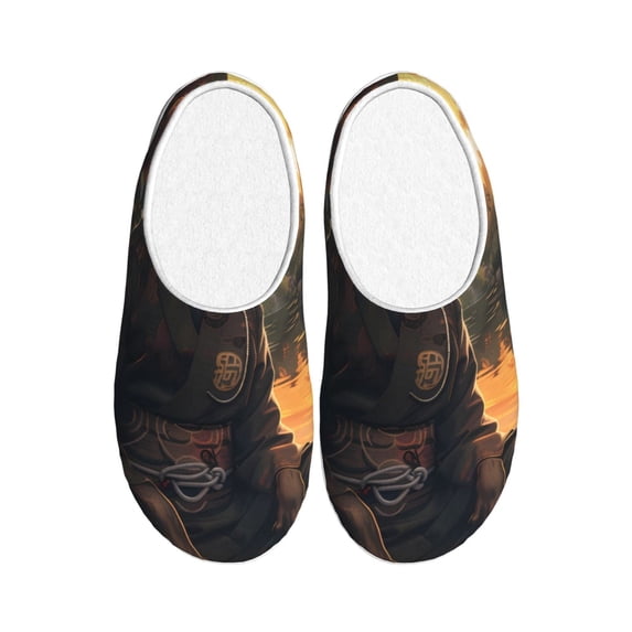 Daiia Sunset Meditating Doberman Print Women’s Fuzzy Slippers Memory Foam Lightweight House Shoes Cozy Loafer Flannel House Shoes-37/38