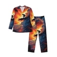 thumbnail image 1 of Daiia Sunset Surfing Silhouette for Men's Long-Sleeved Pajama Set – Soft & Comfortable Sleepwear Button-Up Pajamas Cozy Lounge Wear-Small, 1 of 7