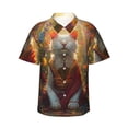 thumbnail image 1 of Daiia Sunshine Flower Meditating Cat Hawaiian Shirt for Men Gentle Cotton Regular Short Sleeve Casual-X-Large, 1 of 9