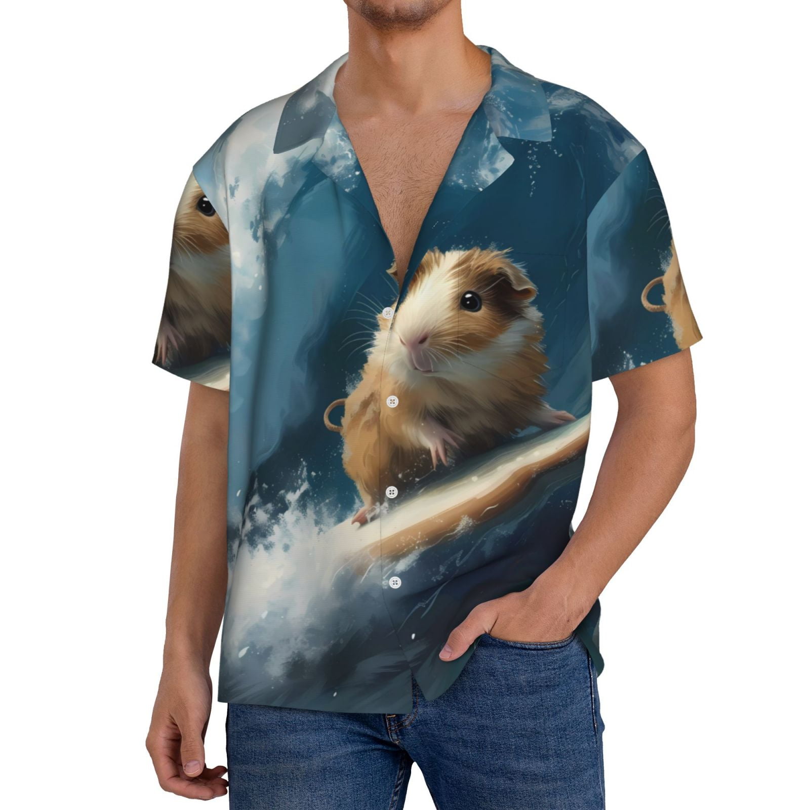 Guinea Pig and Fish Print Home Long-sleeved Two-piece Set