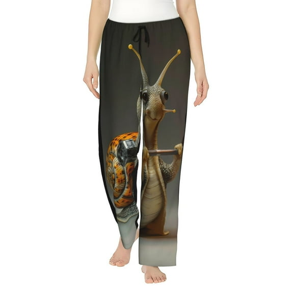 Daiia Surreal Weightlifting Snail Women's Sleep Pant with Pockets and Drawstring,Pajama Pants-Medium