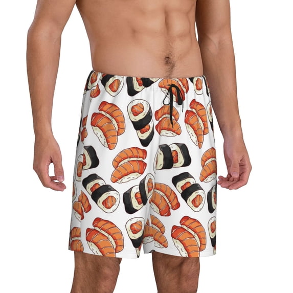 Daiia Sushi Roll Mens Woven Stretch Pajama Short,Short Pajama Pants-Medium