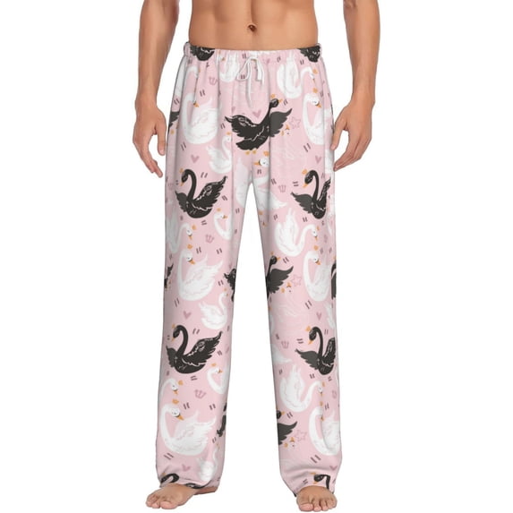 Daiia Swan And Flowers2 Men's Sleep Pant with Pockets and Drawstring,Pajama Pants-XX-Large